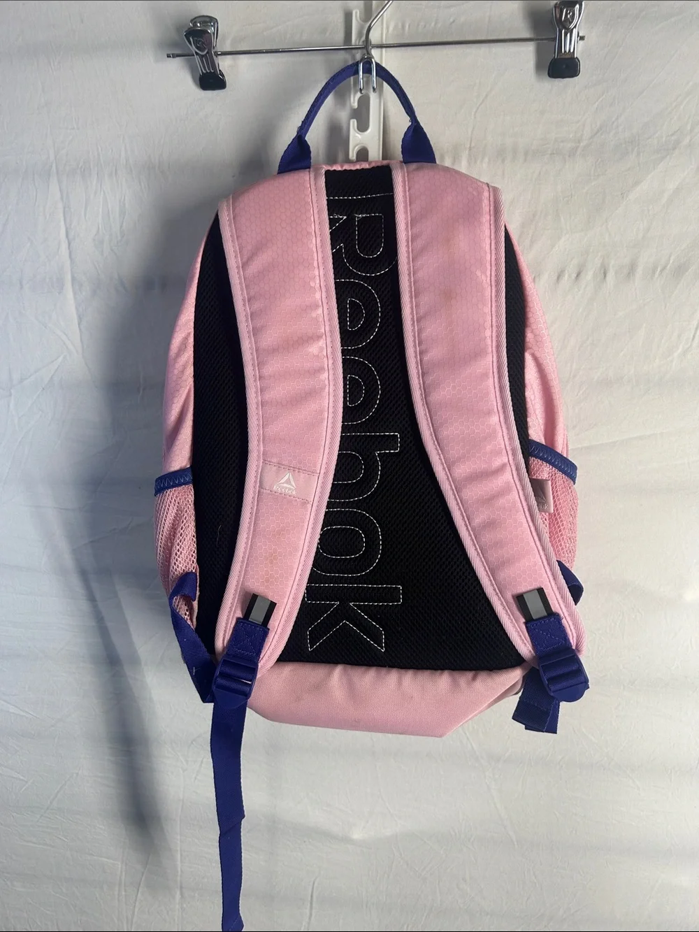 Reebok Pink Backpack with Purple Logo Accents